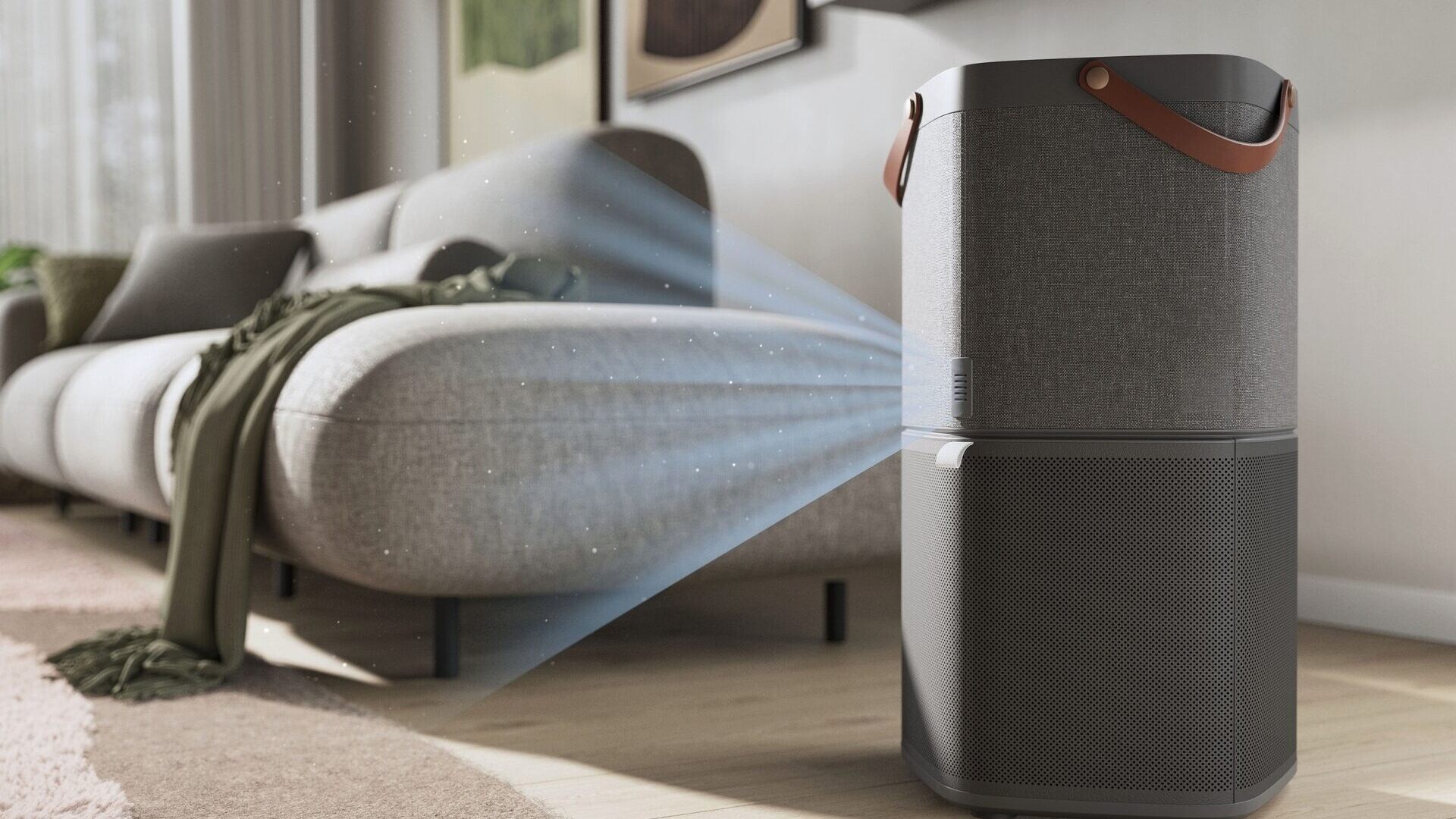 Electrolux luftrenare som renar luften i vardagsrummet